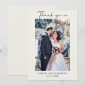 Carte De Remerciements Calligraphie de script photo Mariage simple (Devant / Derrière)