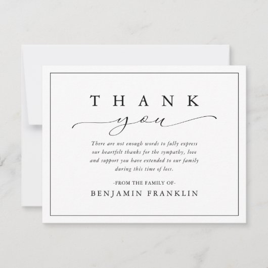 Carte De Remerciements Calligraphie de script simple Cérémonie de deuil (Devant)