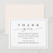 Carte De Remerciements Calligraphie de script simple Cérémonie de deuil (Devant / Derrière)