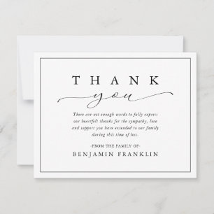 Carte De Remerciements Calligraphie de script simple Cérémonie de deuil