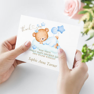 Carte De Remerciements Calligraphie du Baby shower de l'ours en peluche
