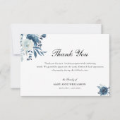 Carte De Remerciements calligraphie élégante bleu floral funérailles (Devant)