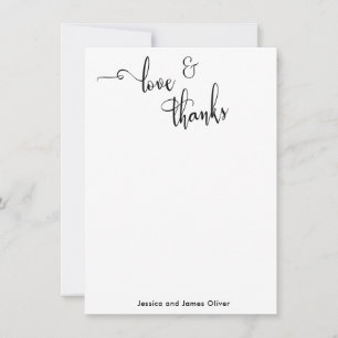 Carte De Remerciements Calligraphie élégante Love & Thanks Typographie