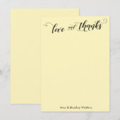 Carte De Remerciements Calligraphie Élégante Remerciements Jaune Pâle (Devant / Derrière)