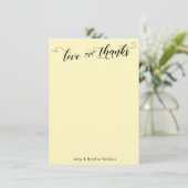 Carte De Remerciements Calligraphie Élégante Remerciements Jaune Pâle (Debout devant)