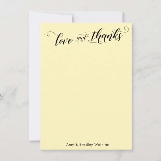 Carte De Remerciements Calligraphie Élégante Remerciements Jaune Pâle (Devant)