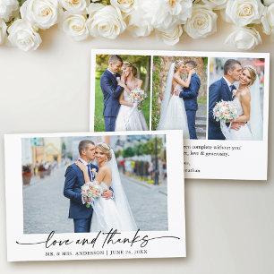 Carte De Remerciements Calligraphie encre stylo Love 4 Photos Mariage