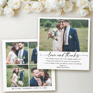 Carte De Remerciements Calligraphie encre stylo Love Mariage 5 Photos Car