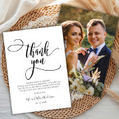 Carte De Remerciements Calligraphie Fantaisiste Moderne Photo Mariage