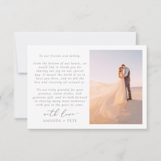 Carte De Remerciements Calligraphie féminine Mariage photo à saignement c (Dos)