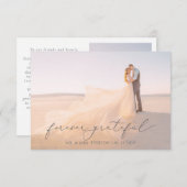 Carte De Remerciements Calligraphie féminine Mariage photo à saignement c (Devant / Derrière)