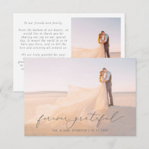 Carte De Remerciements Calligraphie féminine Mariage photo à saignement c