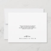 Carte De Remerciements Calligraphie Feuille or rustique Mariage plat (Dos)