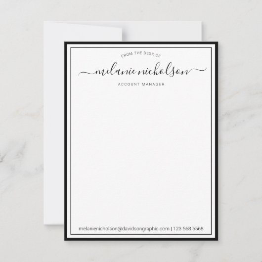 Carte De Remerciements Calligraphie Fille Du Bureau De La Frontière Noire (Devant)