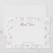 Carte De Remerciements Calligraphie Fleur sauvage d'aquarelle délicate (Devant / Derrière)