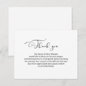 Carte De Remerciements Calligraphie Funeral Thank You Note Card (Devant / Derrière)