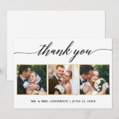 Carte De Remerciements Calligraphie Gold Frames Mariage 3 Photo (Devant / Derrière)