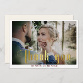 Carte De Remerciements Calligraphie gothique Monogramme Mariage élégant P (Devant / Derrière)