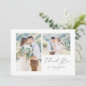 Carte De Remerciements Calligraphie grise Whimsical Photo Collage Mariage (Debout devant)