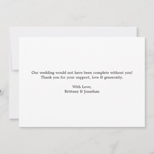 Carte De Remerciements Calligraphie Heart Forever Thankful 3 Mariage phot (Dos)