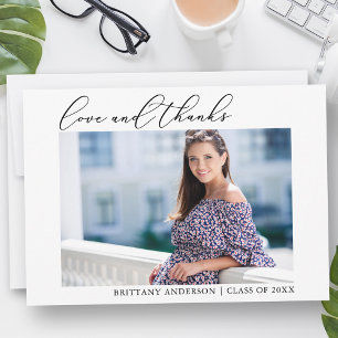 Carte De Remerciements Calligraphie Ink Love and Thanks Photo Graduation