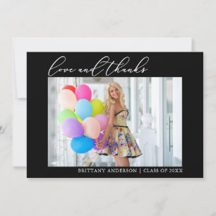 Carte De Remerciements Calligraphie Ink Love Thanks Photo Graduation