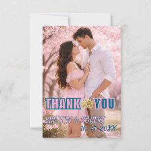 Carte De Remerciements calligraphie lettrage photo de mariage remerciemen