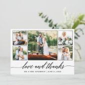 Carte De Remerciements Calligraphie Mariage Love and Thanks 5 Photo (Debout devant)