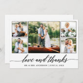 Carte De Remerciements Calligraphie Mariage Love and Thanks 5 Photo (Devant / Derrière)