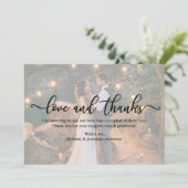 Carte De Remerciements Calligraphie Mariage photo Overlay Love Thanks Car (Debout devant)