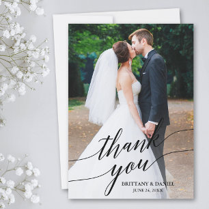 Carte De Remerciements Calligraphie Mariage superposition photo