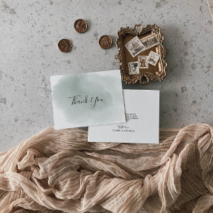 Carte De Remerciements Calligraphie Mariage vert et blanc