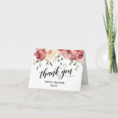 Carte De Remerciements Calligraphie Merci, Bourgogne, Rose Blush (Devant)