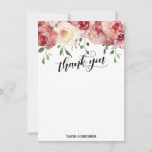 Carte De Remerciements Calligraphie Merci, Bourgogne, Rose Blush (Devant)