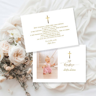 Carte De Remerciements Calligraphie minimaliste Gracias Con Oración Bauti