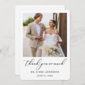 Carte De Remerciements Calligraphie minimaliste moderne photo Mariage (Devant / Derrière)