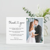 Carte De Remerciements Calligraphie minimaliste moderne Script Mariage Co (Debout devant)
