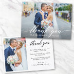 Carte De Remerciements Calligraphie moderne 2 Mariage photo Groom mariée<br><div class="desc">Mariage de calligraphie moderne mariée et salle 2 Carte de remerciements photo - Script blanc</div>