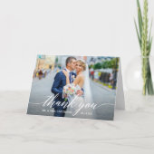 Carte De Remerciements Calligraphie moderne 2 Mariage photo plié (Devant)