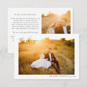 Carte De Remerciements Calligraphie Moderne 2 Photo Mariage Remerciements