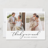 Carte De Remerciements Calligraphie moderne 3 Photo Code QR Mariage (Devant)