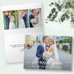 Carte De Remerciements Calligraphie moderne 4 Mariage photo plié<br><div class="desc">Élégante mariée de calligraphie moderne et Carte de remerciements de Mariage photo Groom 4. Photo à l'avant et 3 photos à l'intérieur de la carte. Disponible sous forme de carte pliée 5x7 ou de carte de note pliée 4 x 5.6</div>