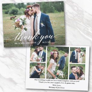 Carte De Remerciements Calligraphie moderne 6 Photos Mariée Mariage de ch