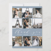 Carte De Remerciements Calligraphie moderne 9 Collage photo Dusty Blue (Devant)
