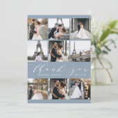 Carte De Remerciements Calligraphie moderne 9 Collage photo Dusty Blue (Debout devant)