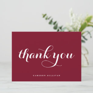 Carte De Remerciements Calligraphie moderne bordeaux gras