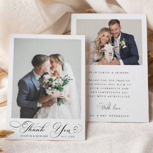 Carte De Remerciements Calligraphie Moderne Classique Mariage 2 Photo