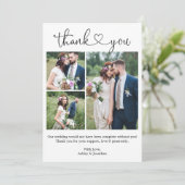 Carte De Remerciements Calligraphie moderne Coeur 3 Mariage photo (Debout devant)