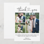 Carte De Remerciements Calligraphie moderne Coeur 3 Mariage photo (Devant / Derrière)