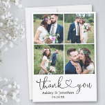 Carte De Remerciements Calligraphie moderne Coeur 4 Mariage photo<br><div class="desc">Moderne minimaliste Simple Calligraphie Script Heart Mariage Mariée et Salle 4 Carte de remerciements photo</div>
